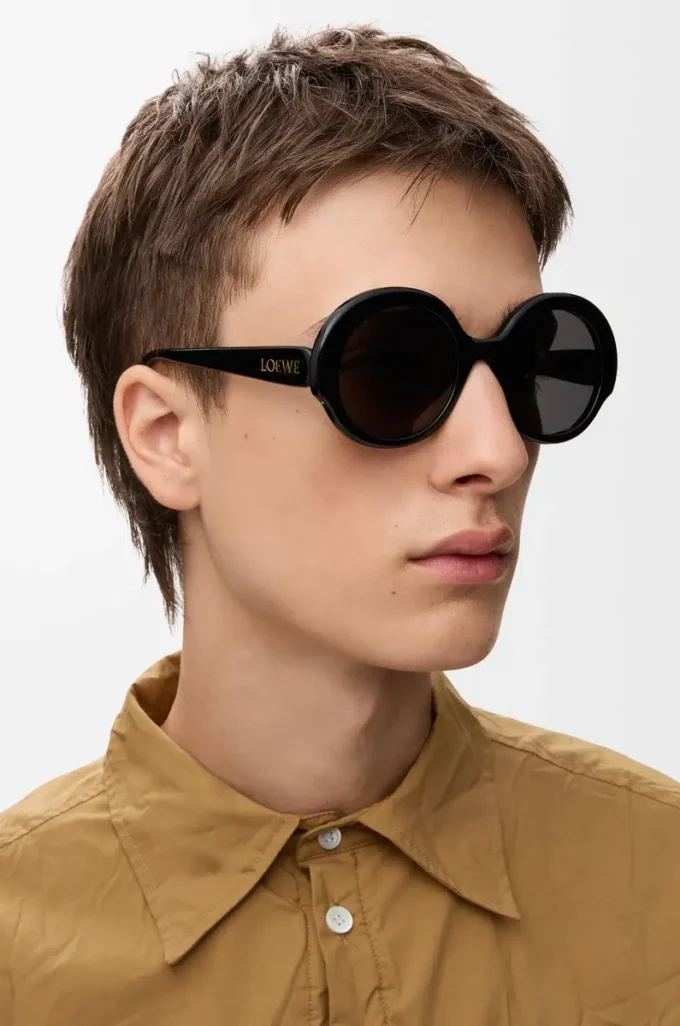 Runde Slim-Sonnenbrille Schwarz