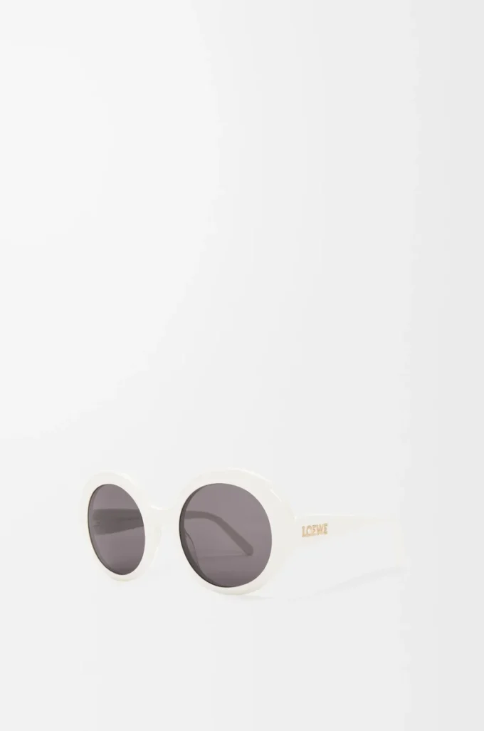 Runde Slim-Sonnenbrille Weiß/Elfenbein