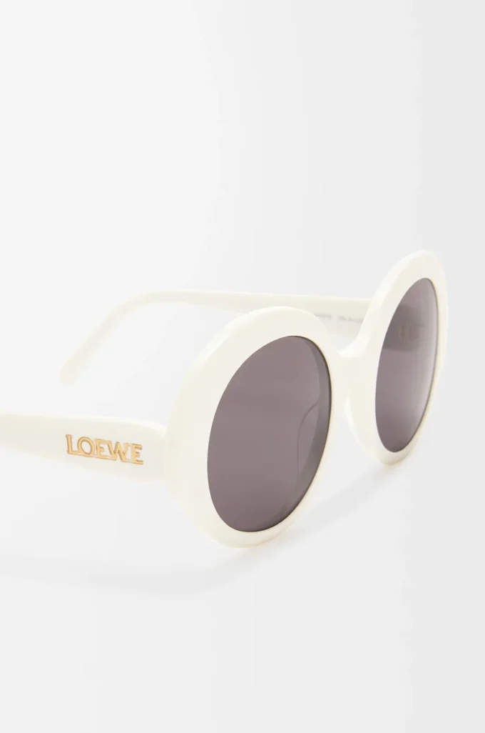 Runde Slim-Sonnenbrille Weiß/Elfenbein