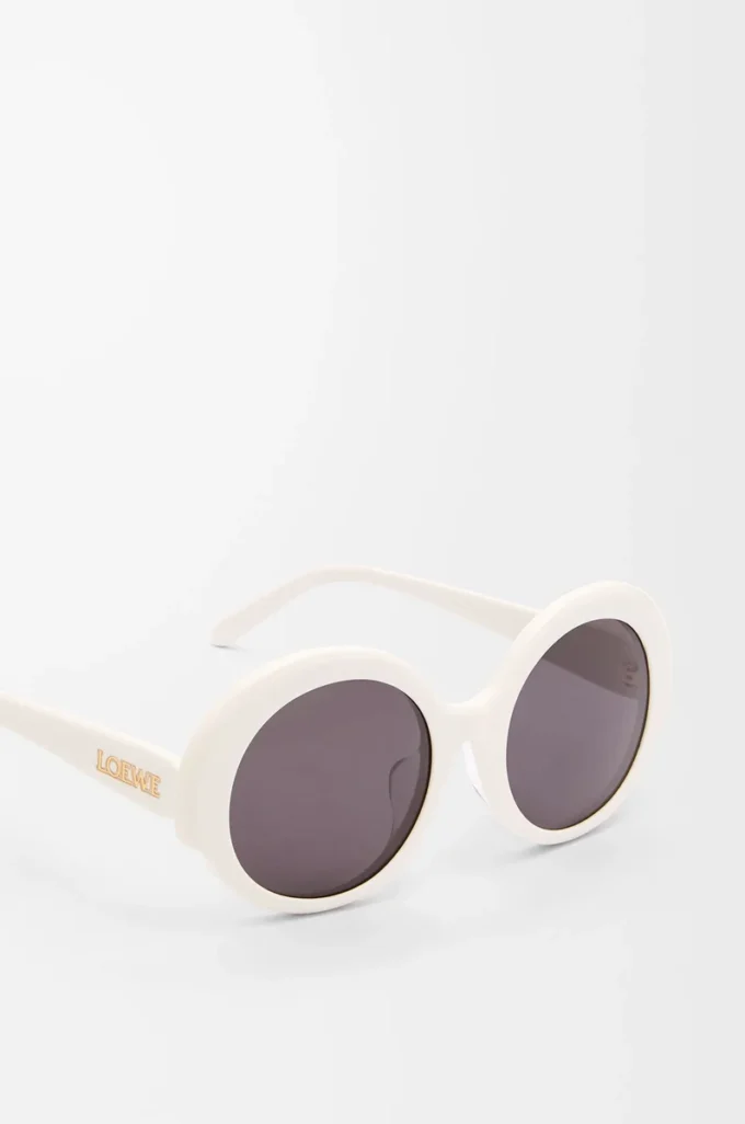 Runde Slim-Sonnenbrille Weiß/Elfenbein
