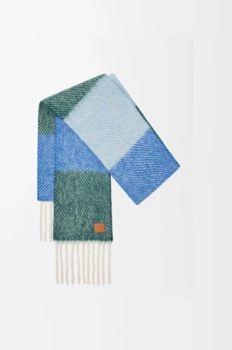 Schal aus Alpaka- und Wollmischung Blau/Grün