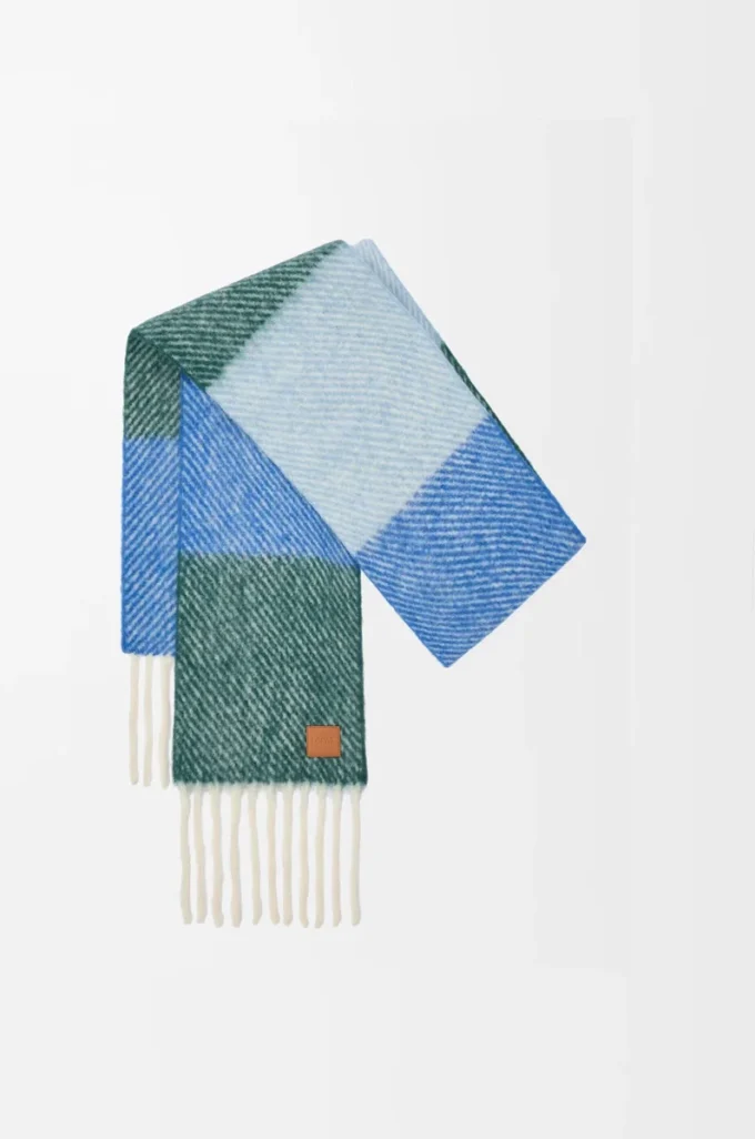 Schal aus Alpaka- und Wollmischung Blau/Grün
