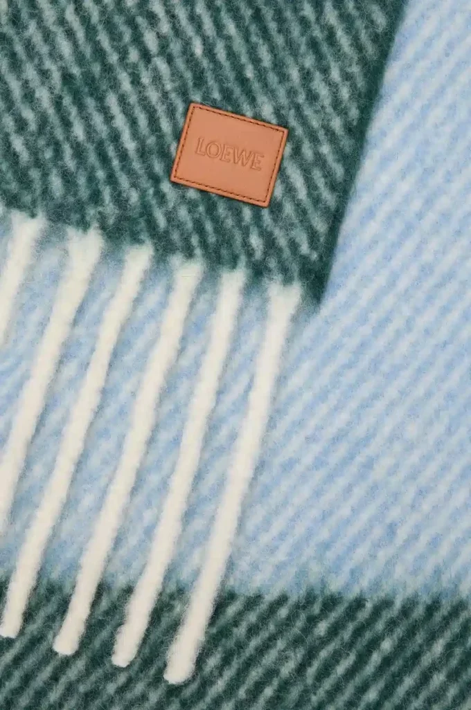 Schal aus Alpaka- und Wollmischung Blau/Grün