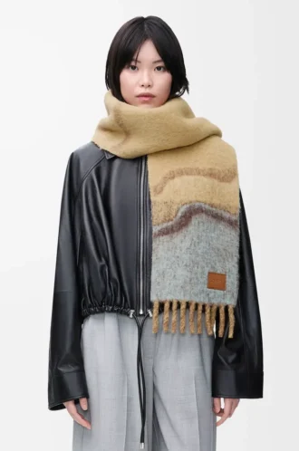 Schal aus Alpaka- und Wollmischung Camel/Multicolor