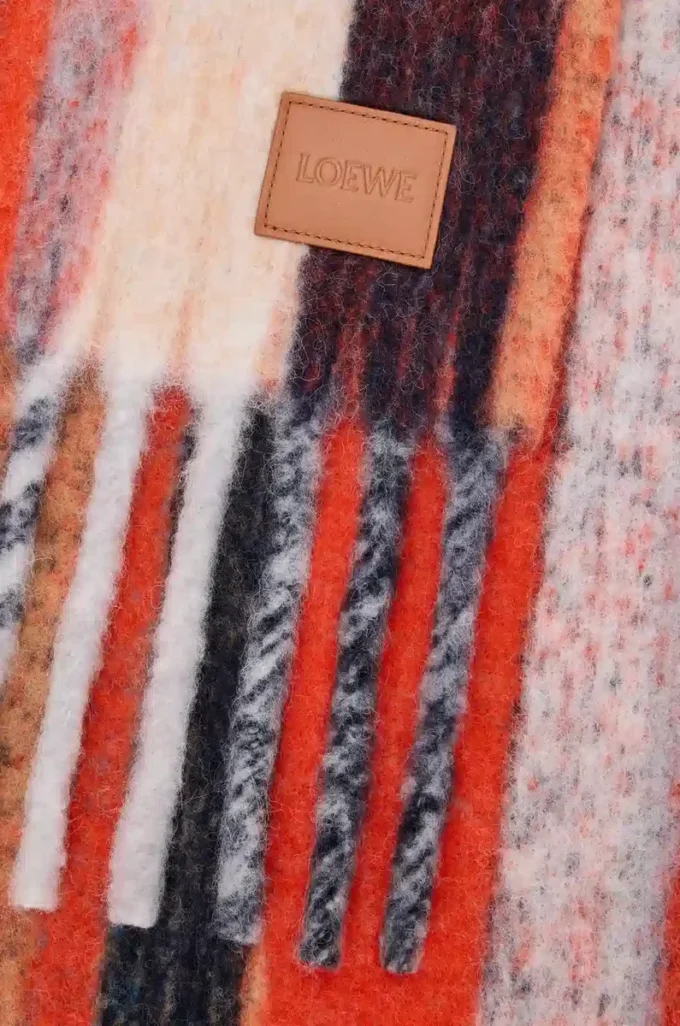 Schal aus Alpaka- und Wollmischung Orange/Blau