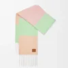 Schal aus Alpaka- und Wollmischung Pfirsich/Matcha/Rosa