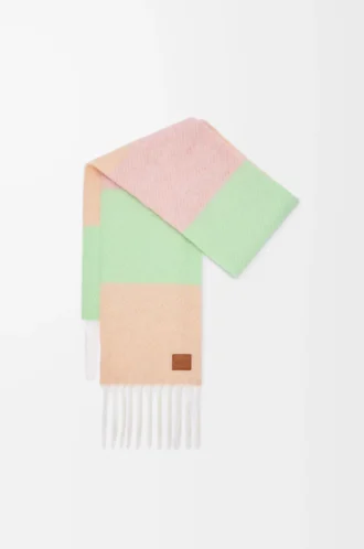 Schal aus Alpaka- und Wollmischung Pfirsich/Matcha/Rosa