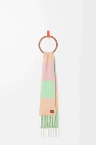 Schal aus Alpaka- und Wollmischung Pfirsich/Matcha/Rosa