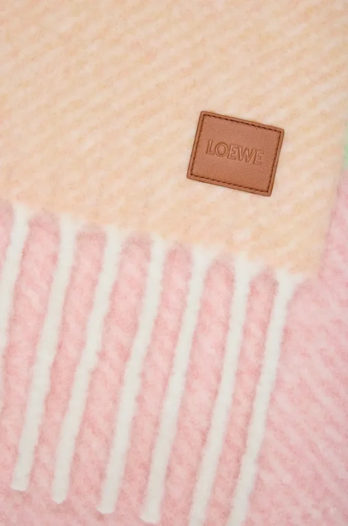 Schal aus Alpaka- und Wollmischung Pfirsich/Matcha/Rosa