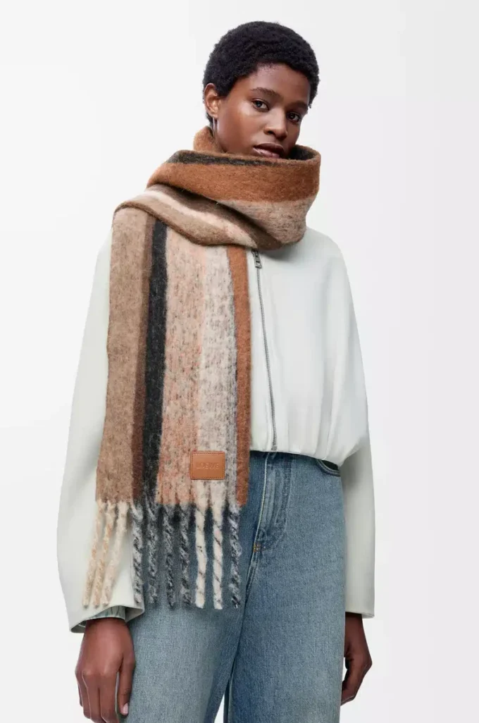 Schal aus Alpaka-Woll-Mischung Beige/Multicolor