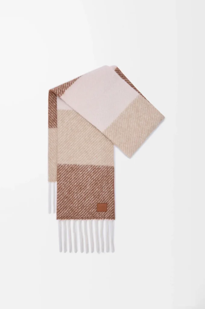 Schal aus Alpaka-Woll-Mischung in Mokka/Beige