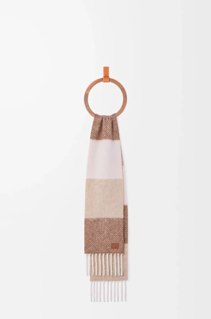 Schal aus Alpaka-Woll-Mischung in Mokka/Beige