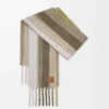 Schal aus Alpaka-Wollmischung Soft White/Khaki Multitone