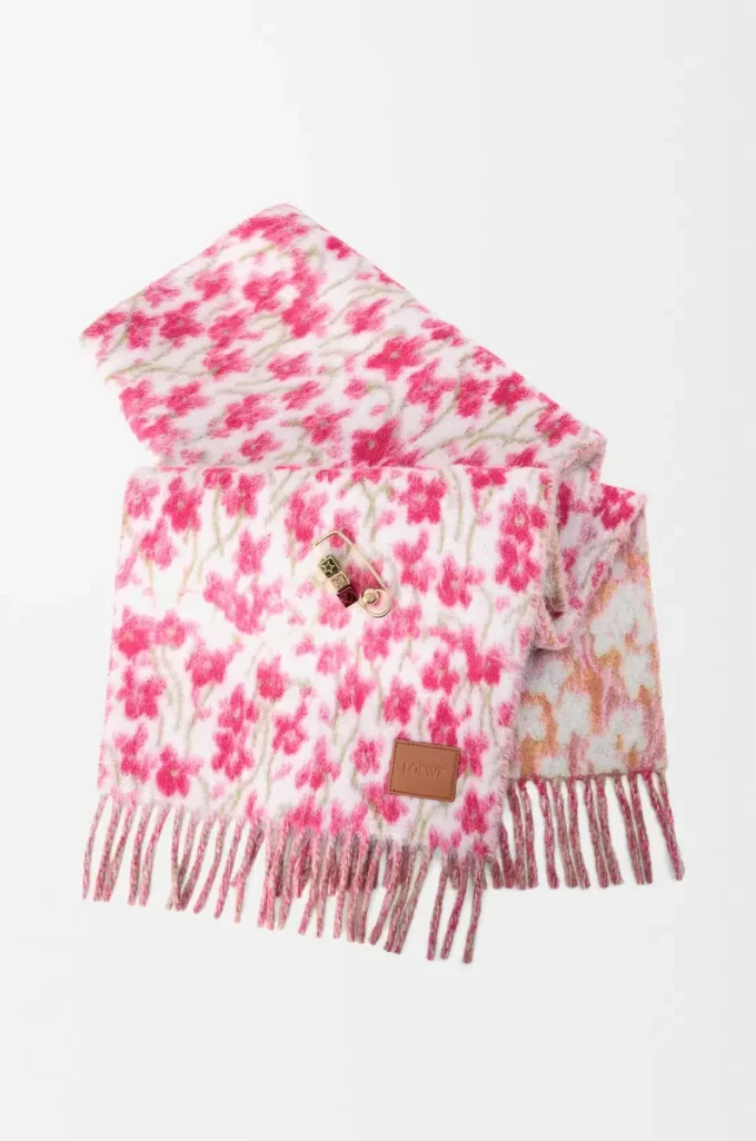 Schal aus einer Mischung aus Wolle und Alpaka Rosa/Mehrfarbig