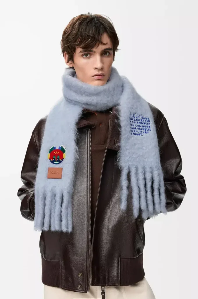 Schal aus Mohair-Woll-Mischung Babyblau