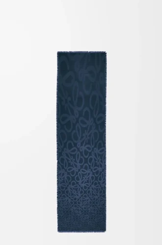 Schal aus Seide und Wolle Marineblau