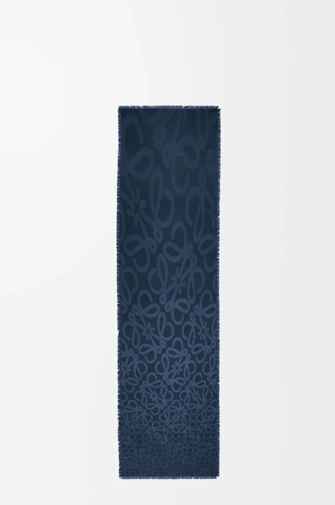 Schal aus Seide und Wolle Marineblau