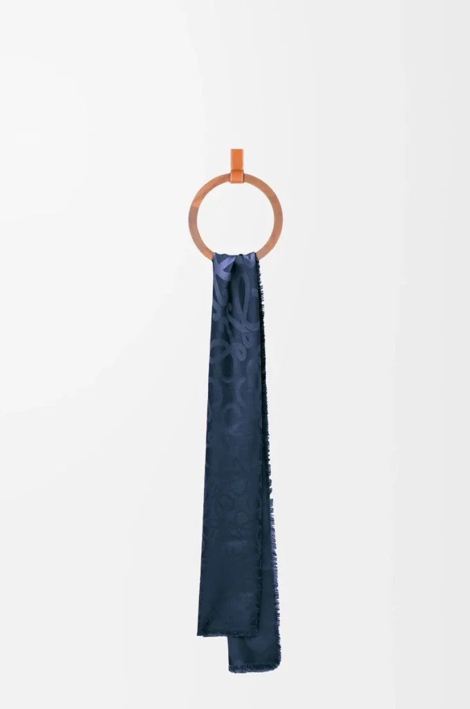 Schal aus Seide und Wolle Marineblau
