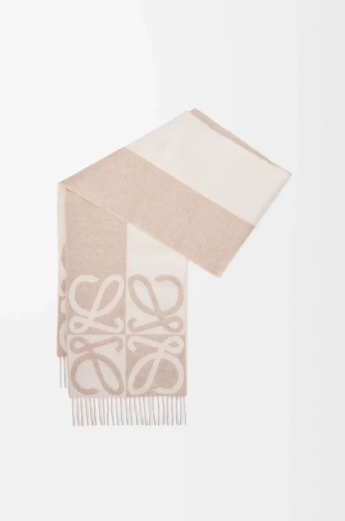 Schal aus Wolle und Kaschmir Beige/Ecru
