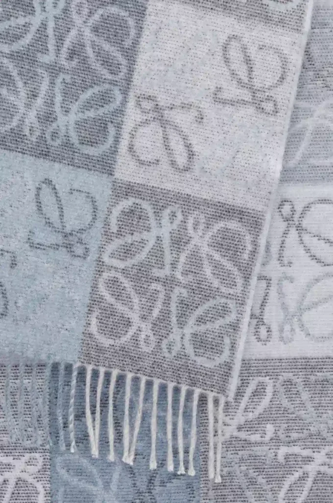 Schal aus Wolle und Kaschmir Blau/Weiß