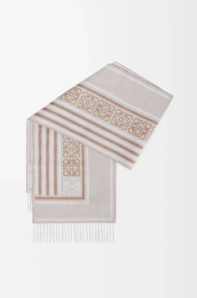 Schal aus Wolle und Kaschmir Hellbeige