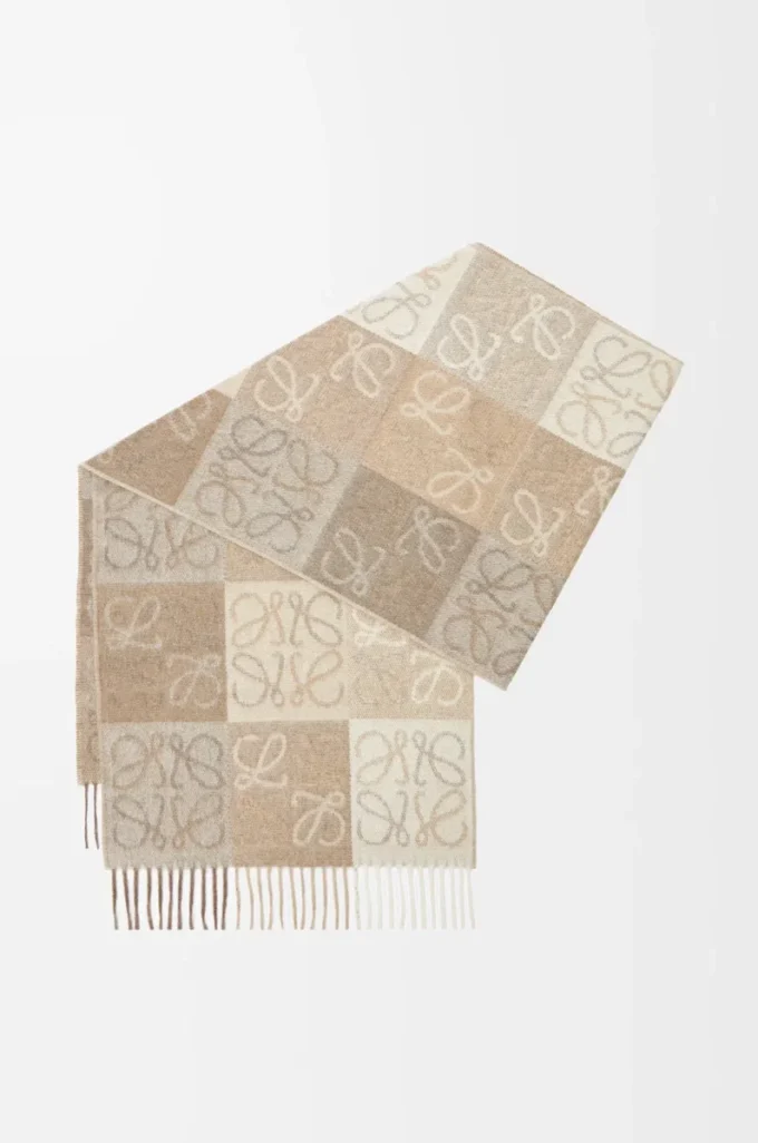 Schal aus Wolle und Kaschmir Weiß/Beige