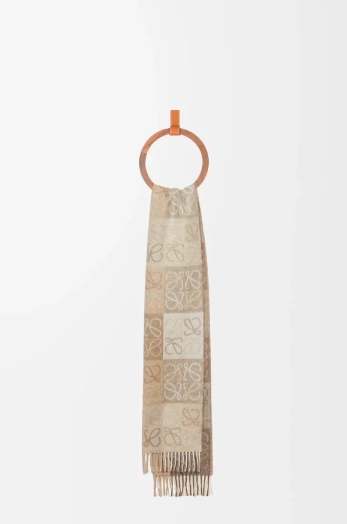 Schal aus Wolle und Kaschmir Weiß/Beige