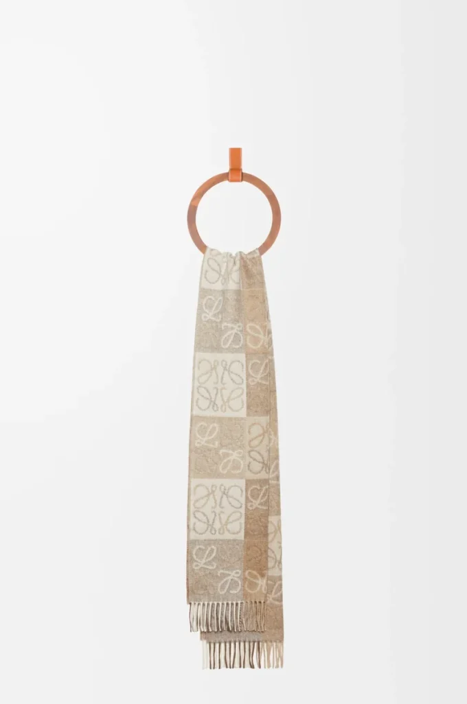 Schal aus Wolle und Kaschmir Weiß/Beige