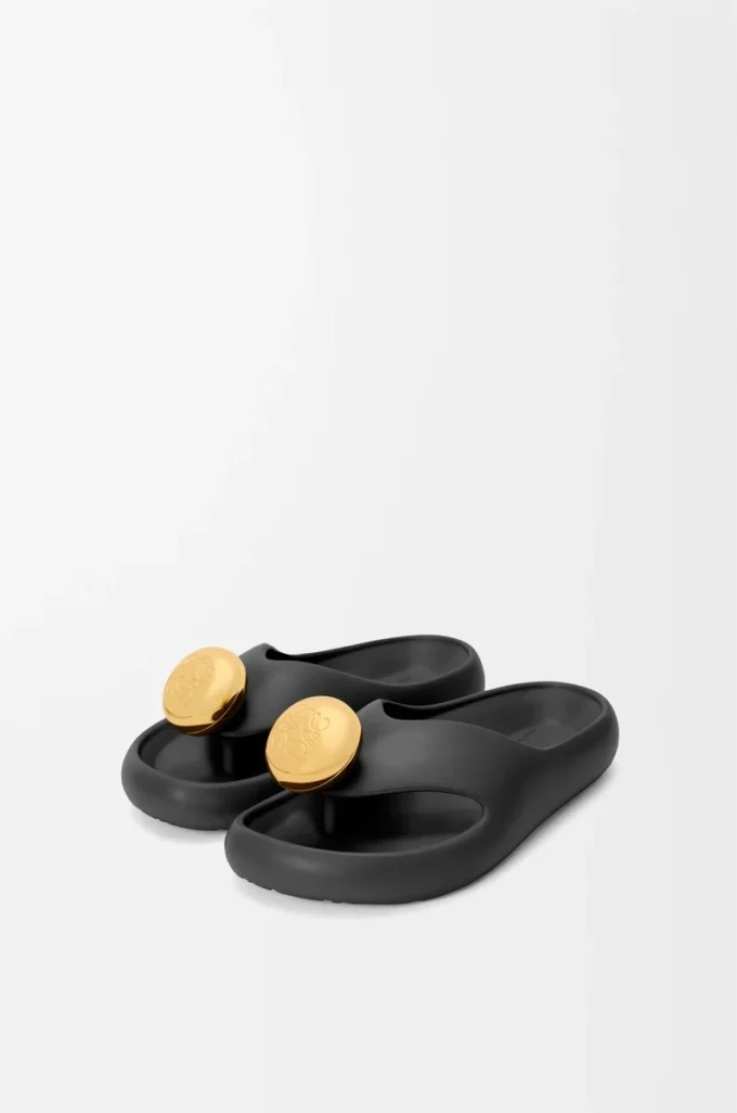 Schaumstoff-Kiesel-Sandale Schwarz/Gold