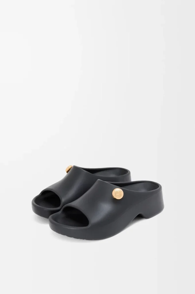 Schaumstoff-Pebble-Pantolette Schwarz/Gold
