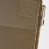 Schlanke, kompakte Geldbörse aus glänzendem Kalbsleder    Dunkles Khaki-Grün/Khaki-Grün