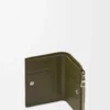 Schlanke, kompakte Geldbörse aus strukturiertem klassischem Kalbsleder in Dark Khaki