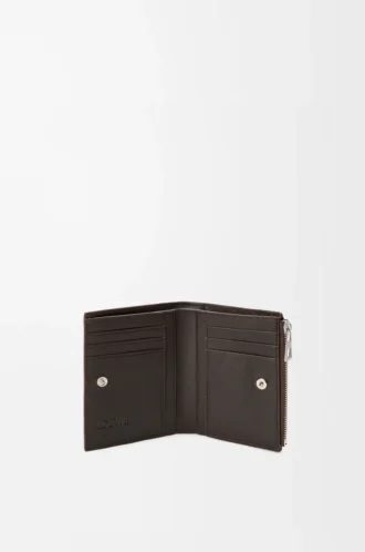 Schlanke, kompakte Geldbörse „Panta” aus glänzendem Kalbsleder in Vintage Brown