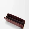 Schmale Rundum-Geldbörse mit Knotenverschluss aus Aal Dark Burgundy