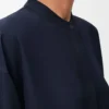 Seidenschalhemd in Marineblau