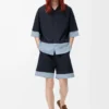 Shorts aus Baumwolle Dunkelblau/Hellblau