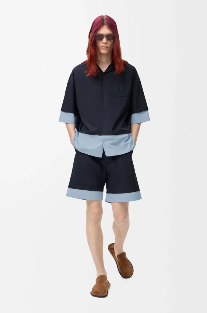 Shorts aus Baumwolle Dunkelblau/Hellblau