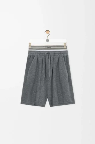 Shorts aus Wollmischung Grau meliert/Weiß
