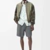 Shorts aus Wollmischung Grau meliert/Weiß