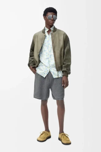 Shorts aus Wollmischung Grau meliert/Weiß