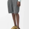 Shorts aus Wollmischung Grau meliert/Weiß