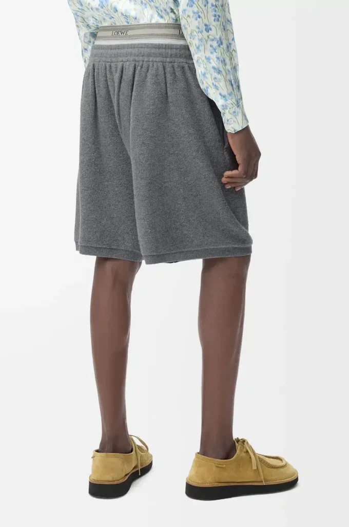 Shorts aus Wollmischung Grau meliert/Weiß