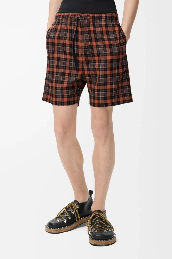 Shorts aus Wollmischung Orange/Schwarz