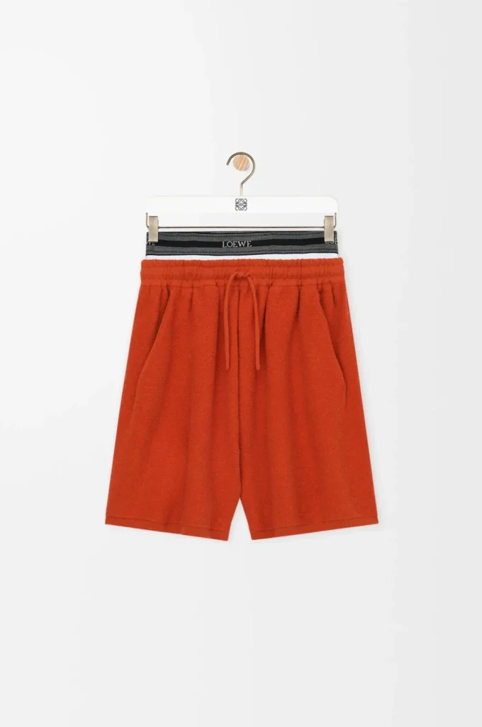 Shorts aus Wollmischung Orange/Weiß