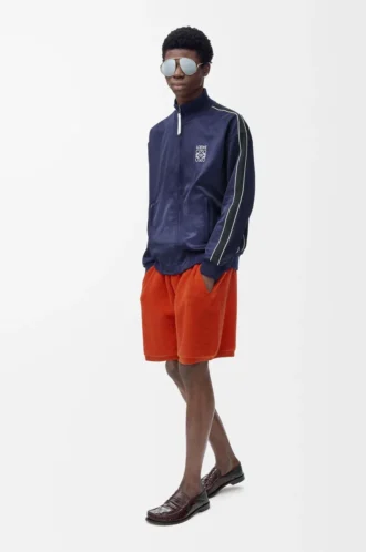 Shorts aus Wollmischung Orange/Weiß