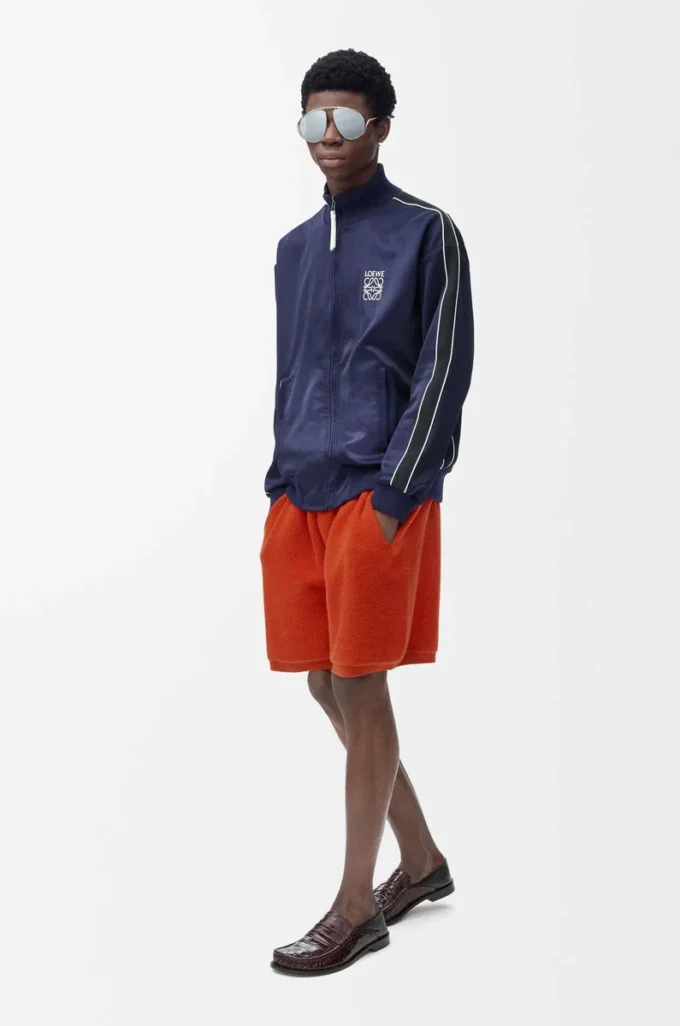 Shorts aus Wollmischung Orange/Weiß