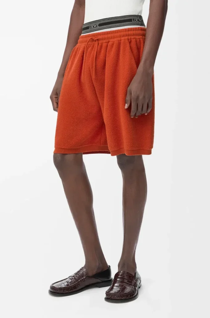 Shorts aus Wollmischung Orange/Weiß