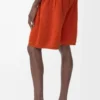 Shorts aus Wollmischung Orange/Weiß