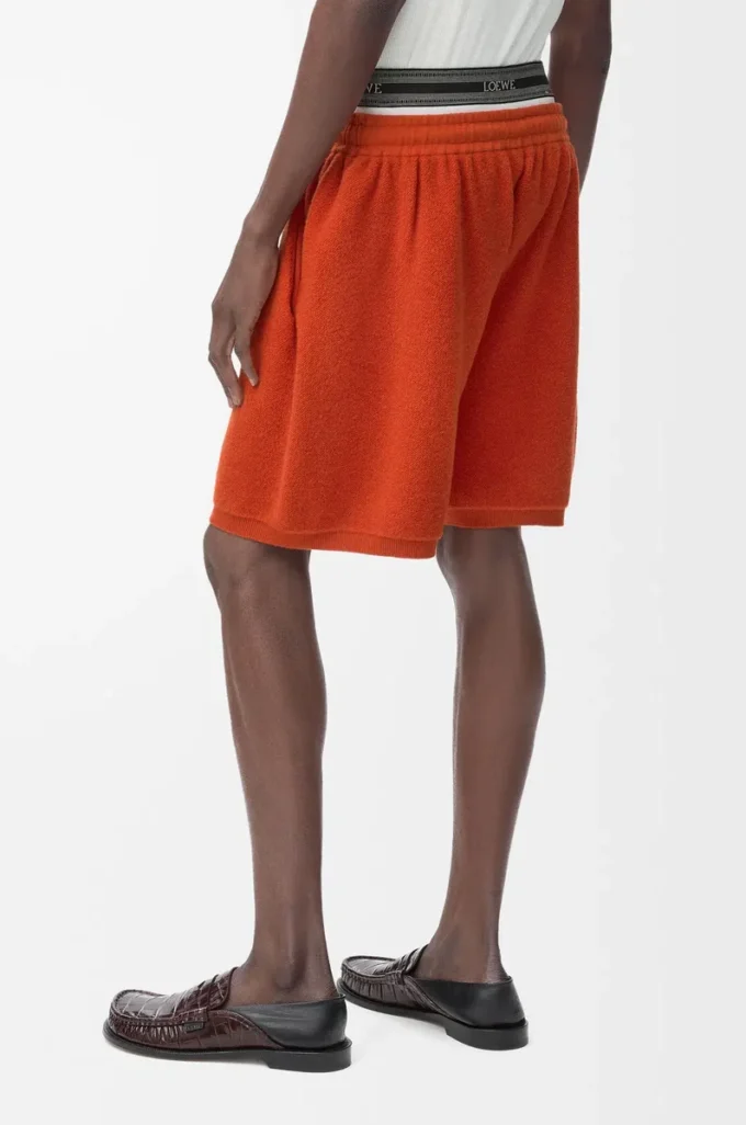 Shorts aus Wollmischung Orange/Weiß