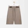 Shorts mit Gürtel aus Wolle Beige Melange